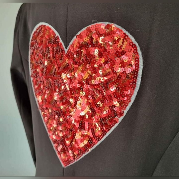 A.Z.I NEW YORK Valentine Sequined Heart Blazer NEW Women’s Sz Lrg - Picture 3 of 9